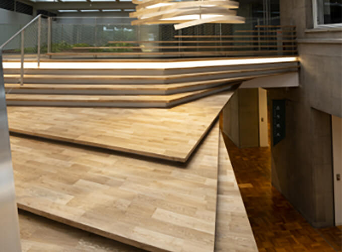 斜めに重なる木